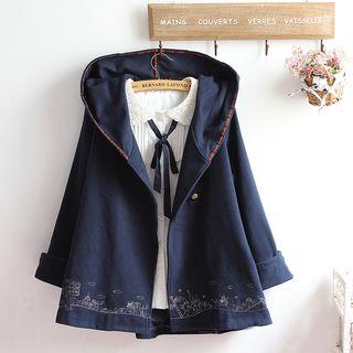 Hooded Embroidered Woolen Jacket