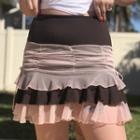 High-waist Tiered Mesh Mini A-line Skirt