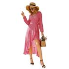 Floral Print Long-sleeve Dip-back A-line Dress