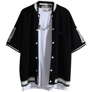 Short-sleeve Two-tone Shirt Jacket