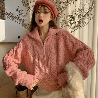 Half Zip Cable-knit Sweater