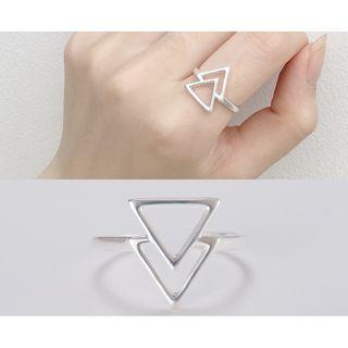 925 Sterling Silver Triangle Open Ring Silver - One Size