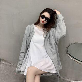 Plain Short-sleeve T-shirt / Hooded Zip Jacket
