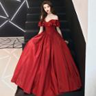 Ruffle Off-shoulder A-line Evening Gown