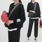 Letter-patch Sweatshirt & Sweatpants Set