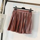 Velvet Pleated Mini Skirt