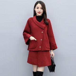 Set: Buttoned Coat + Asymmetric Skirt