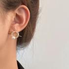 Faux Pearl Alloy Hoop Earring 1 Pair - Stud Earrings - Gold - One Size