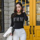 Letter-printed Slim-fit T-shirt
