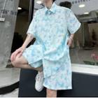 Set: Short-sleeve Tie-dye Shirt + Wide Leg Shorts