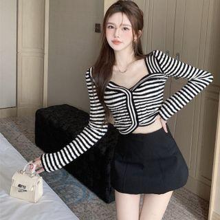 Striped Knit Top Top - Stripes - Black & White - One Size