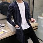 Lettering Striped Cardigan