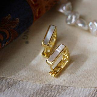 Shell Alloy Square Earring 1 Pair - Gold - One Size