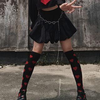 Set: Puffy Mini A-line Skirt + Heart Chain Belt