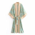 Short-sleeve Floral Print Robe