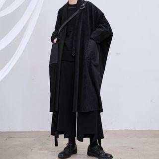 Pocketed Open-front Midi Coat Black - One Size