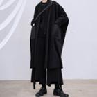 Pocketed Open-front Midi Coat Black - One Size