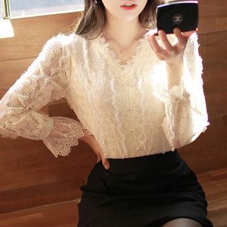 Crochet-trim Fringed Lace Blouse