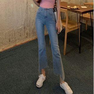 Washed Ripped Boot-cut Jeans