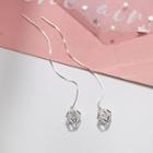 925 Sterling Silver Caged Rhinestone Dangle Earring Threader Earring - Silver - One Size