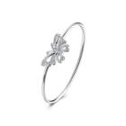 Fashion Butterfly Bangle With Cubic Zircon Silver - One Size