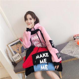 Lettering Color Block Hoodie Dress