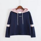 Letter Embroidered Stripe Hoodie