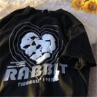 Short-sleeve Lettering Rabbit Print T-shirt