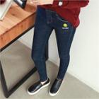 Brushed-fleece Lined Embroidered Jeans