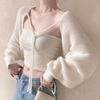 Bow Detail Open Front Cardigan White - One Size
