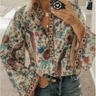 Flare-sleeve Floral Shirt