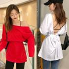 Tie-waist Open Back Long Sleeve Top