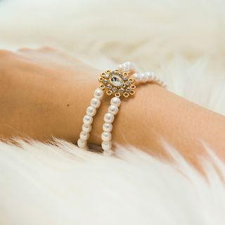 Faux Pearl Layered Bracelet 0445 - Gold - One Size