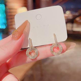 Rhinestone Drop Earring E4117 - 1 Pair - Gold - One