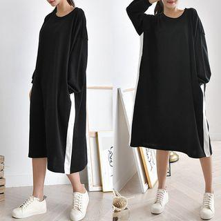 Contrast-trim Pullover Dress One Size