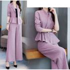 Set: Tie Waist Blazer + Wide Leg Pants