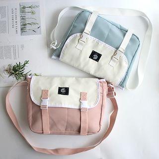 Two-tone Nylon Messenger Bag