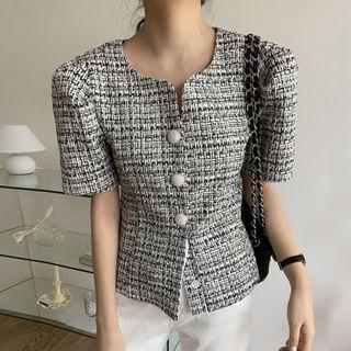 Short-sleeve Tweed Top