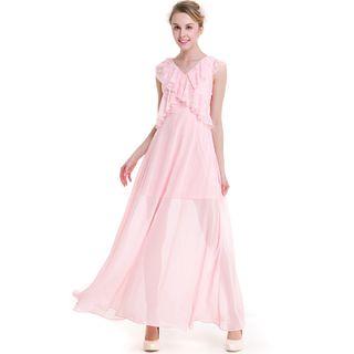 Lace Trim Sleeveless A-line Maxi Dress