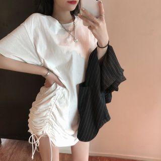Plain Lace Up Short-sleeved Top