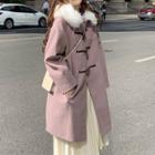 Furry Hood Toggle Coat Violet - One Size