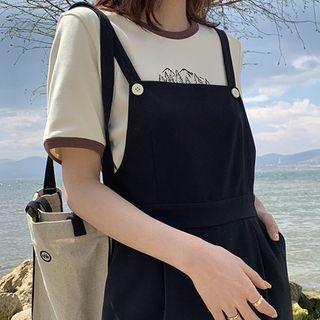 Set: Short-sleeve Print T-shirt + Straight-leg Jumper Pants