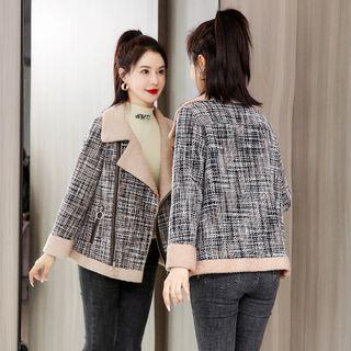 Textured Lapel Cropped Jacket
