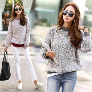 Contrast-trim Melange Sweater