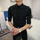 Flash Embroidered Elbow Sleeve Shirt
