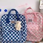 Checkered Bear Print Backpack / Bag Charm / Set