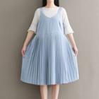 Spaghetti-strap Accordion Pleat Dress