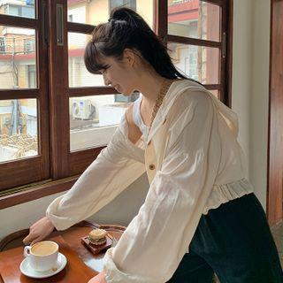 Drawcord-hem Hoodie Shirt