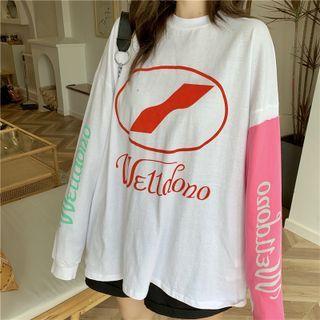 Two-tone Panel Lettering T-shirt