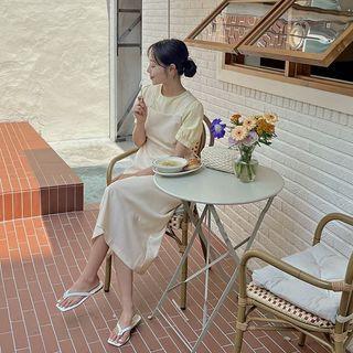 Square-neck Tie-side Long Overall Dress